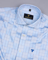 Skyland Blue With Gray Check Premium Gizza Cotton Shirt