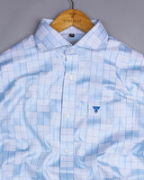 Skyland Blue With Gray Check Premium Gizza Cotton Shirt