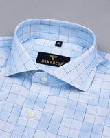 Skyland Blue With Gray Check Premium Gizza Cotton Shirt