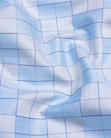 Skyland Blue With Gray Check Premium Gizza Cotton Shirt