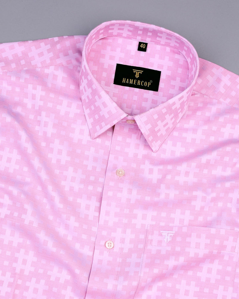 Mikado Pink With White Designer Dobby Premium Gizza Shirt