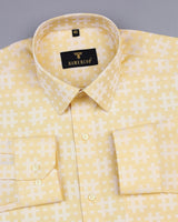 Mikado Yellow With White Designer Dobby Premium Gizza Shirt