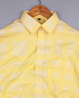 Yovel Yellow With Box Pattern Premium Cotton Shirt