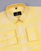 Yovel Yellow With Box Pattern Premium Cotton Shirt