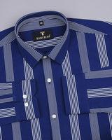 Bloom NavyBlue With White University Stripe Cotton Shirt