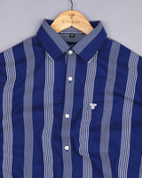 Bloom NavyBlue With White University Stripe Cotton Shirt