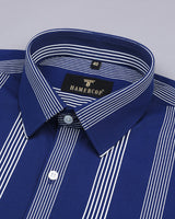 Bloom NavyBlue With White University Stripe Cotton Shirt