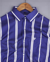Morpho IndigoBlue With White Twill Stripe Cotton Shirt