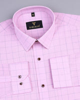 Venom Pink Formal Check Linen Cotton Shirt