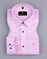 Venom Pink Formal Check Linen Cotton Shirt