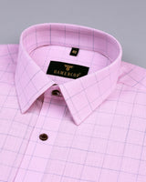 Venom Pink Formal Check Linen Cotton Shirt