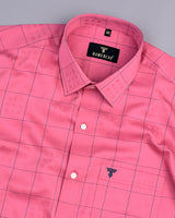 Ruber Pink With Grey Jacquard Check Premium Gizza Shirt