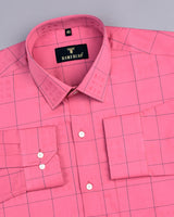 Ruber Pink With Grey Jacquard Check Premium Gizza Shirt