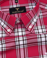 Lagoon Red With White Twill Check Cotton Shirt