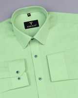 Hilton Pista Green Self Weft Stripe Dobby Cotton Solid Shirt