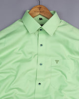 Hilton Pista Green Self Weft Stripe Dobby Cotton Solid Shirt