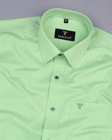 Hilton Pista Green Self Weft Stripe Dobby Cotton Solid Shirt