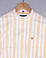 White Zimpai With Yellow Stripe Premium Cotton Shirt