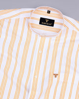White Zimpai With Yellow Stripe Premium Cotton Shirt