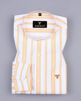 White Zimpai With Yellow Stripe Premium Cotton Shirt