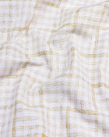 Waffle Cream With White Dobby Twill Check Cotton Shirt