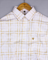Pampas Cream With White Dobby Twill Check Cotton Shirt