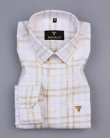Pampas Cream With White Dobby Twill Check Cotton Shirt