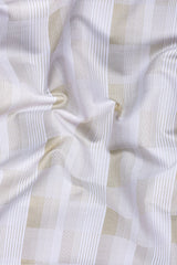 White with light brown line check shirt