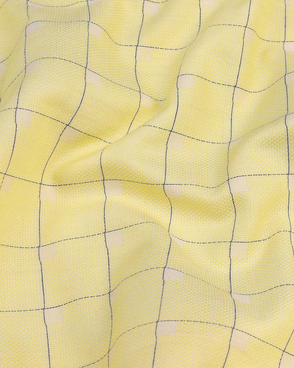 Sulfur Yellow With Blue Check Dobby Cotton Shirt