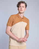 Copper Brown With Cream Pique Pima Designer T-Shirt