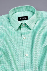 Fern green with light black line check shirt