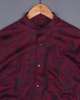 Mahogany Maroon Shadow Jacquard Premium Gizza Cotton Shirt