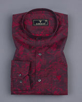 Mahogany Maroon Shadow Jacquard Premium Gizza Cotton Shirt