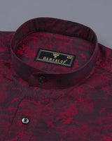Mahogany Maroon Shadow Jacquard Premium Gizza Cotton Shirt