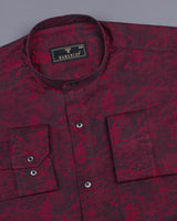 Mahogany Maroon Shadow Jacquard Premium Gizza Cotton Shirt