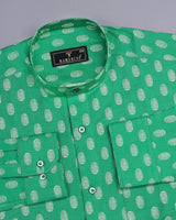 Green Oval Jacquard Pattern Premium Cotton Shirt