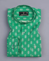 Green Oval Jacquard Pattern Premium Cotton Shirt