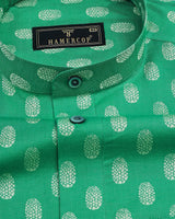Green Oval Jacquard Pattern Premium Cotton Shirt