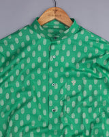 Green Oval Jacquard Pattern Premium Cotton Shirt