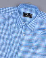 Light Blue With White Yarn Dyed Check Oxford Cotton Shirt