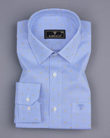 SkyBlue Houndstooth With Yellow Jacquard Dobby Cotton Shirt