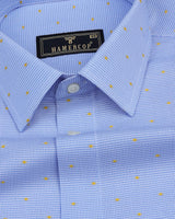 SkyBlue Houndstooth With Yellow Jacquard Dobby Cotton Shirt