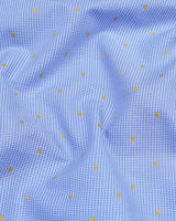 SkyBlue Houndstooth With Yellow Jacquard Dobby Cotton Shirt