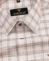 Firewood Brown With Dusty White Check Formal Cotton Shirt