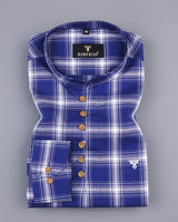 Sparko Blue With White Twill Check Cotton Shirt Style Kurta