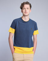 NavyBlue With Mustard Pique Pima Designer T-Shirt