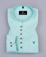 Zippa Green And White Stripe Oxford Cotton Shirt Style Kurta