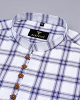 Dexter White With Blue Twill Check Cotton Shirt Style Kurta