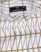 Sand Cream Geometrical Poplin Print Cotton Shirt