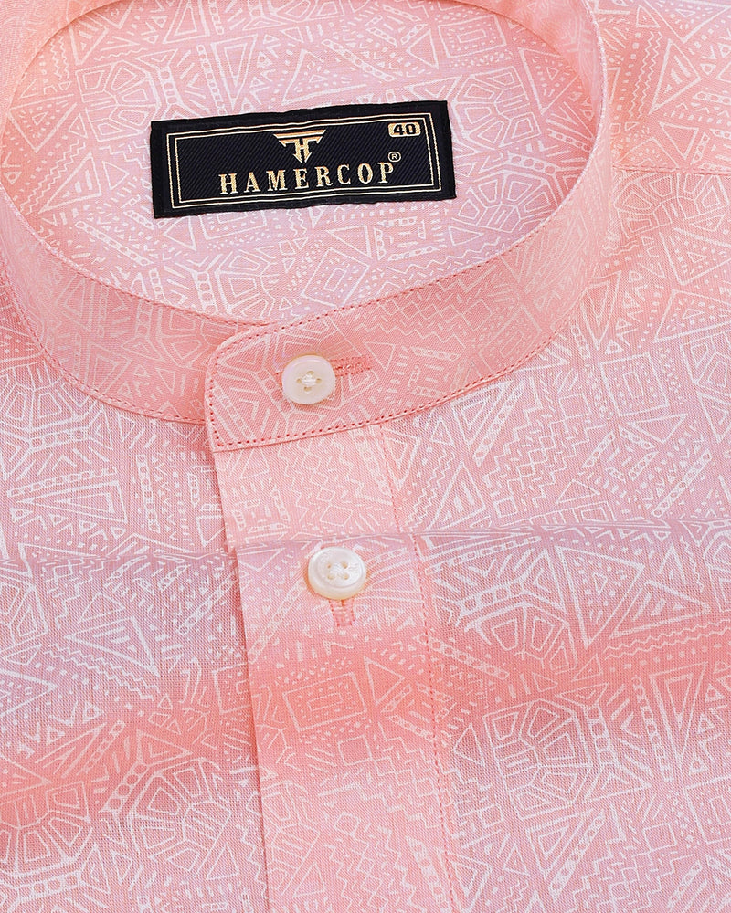 Lemonade Pink Geometrical Printed Cotton Shirt